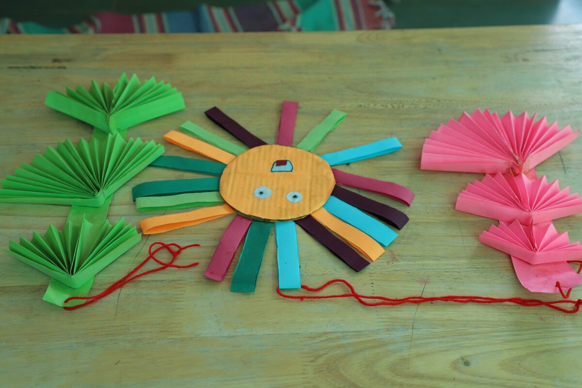 A colourful handmade paper flower craft