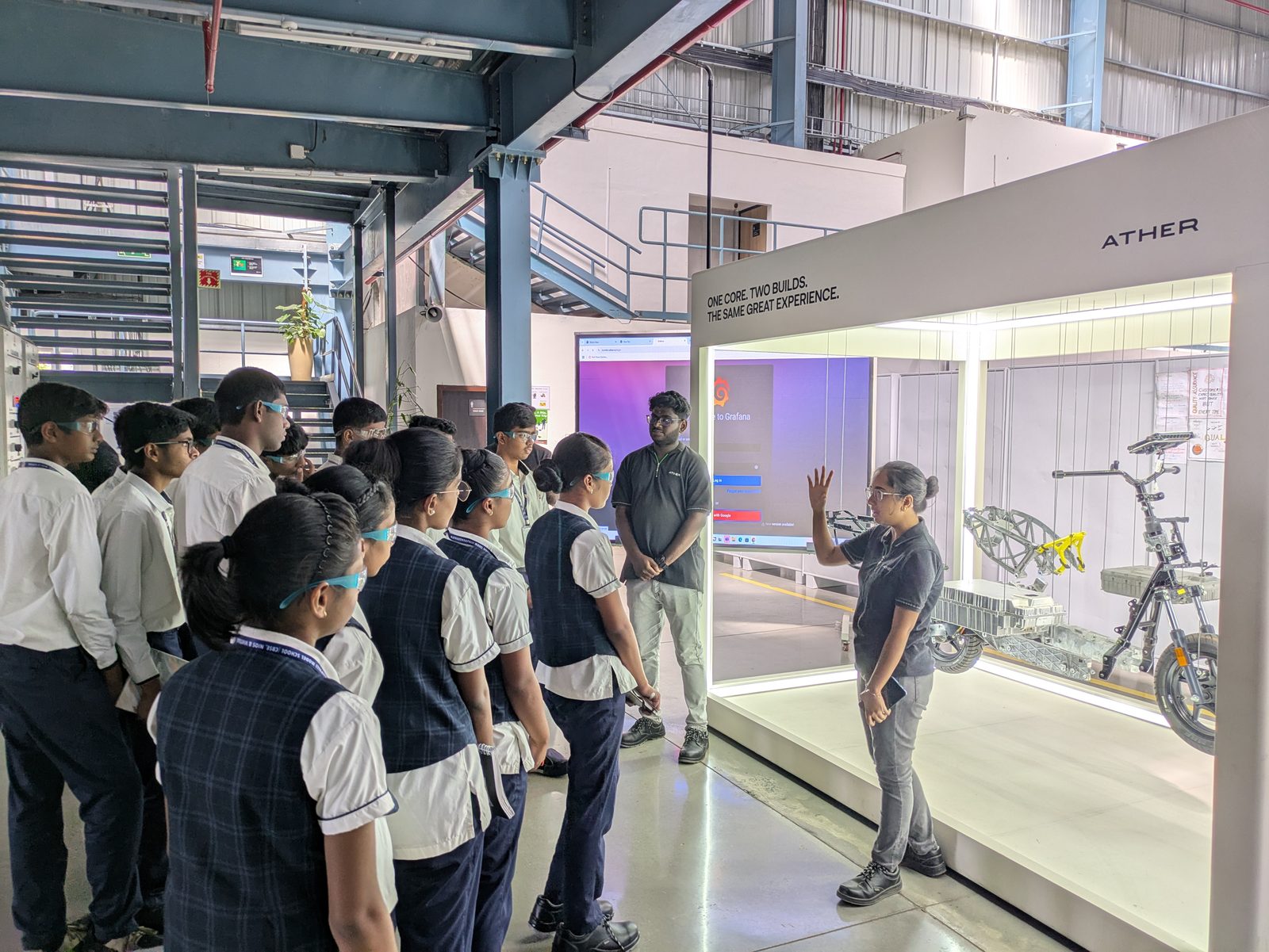 Students at the Ather Experience Centre product showcase
