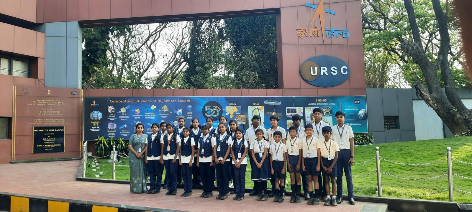 Students visiting URSC ISRO, celebrating 50 years since the Aryabhata launch