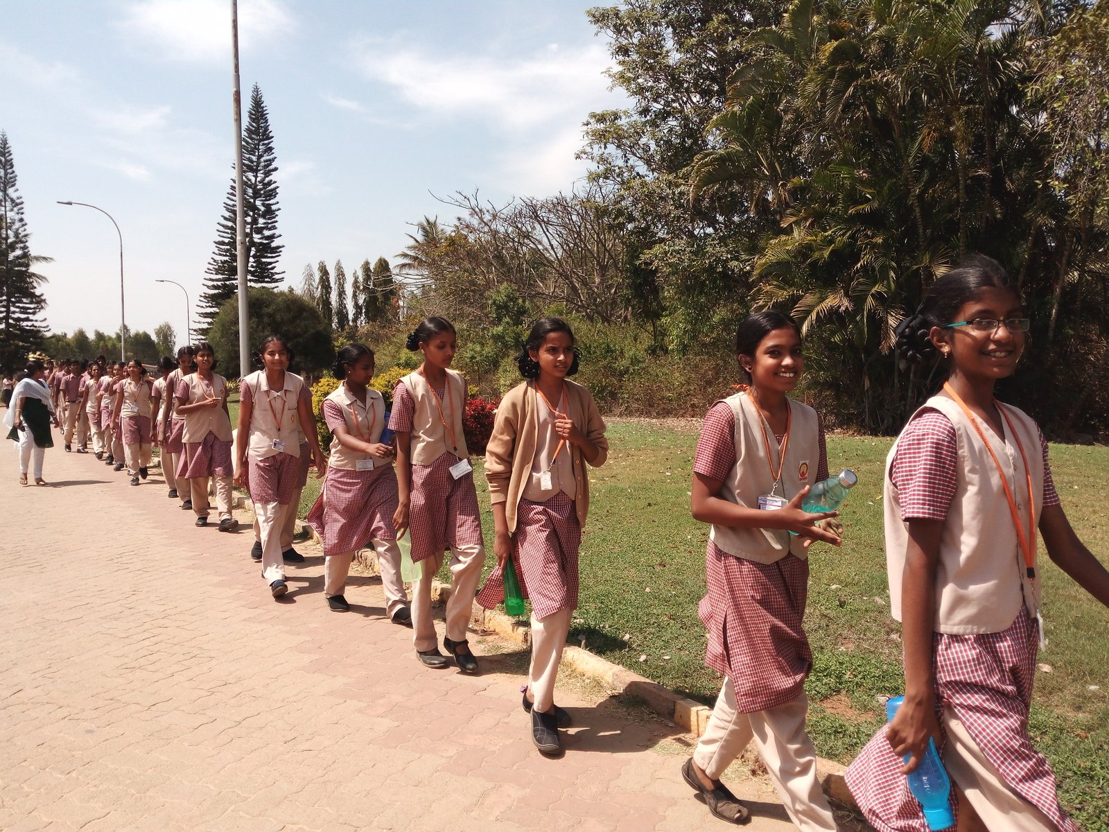 MMS students walking through the TALL campus grounds, Hosur Airdrome
