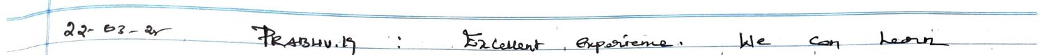 Handwritten VR Lab feedback note