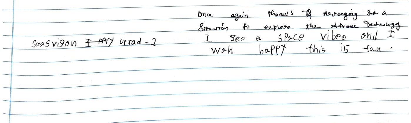 Handwritten VR Lab feedback note