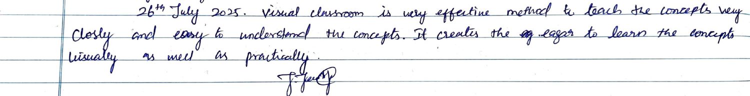 Handwritten VR Lab feedback note