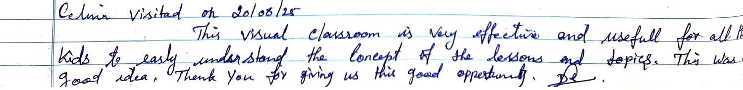 Handwritten VR Lab feedback note