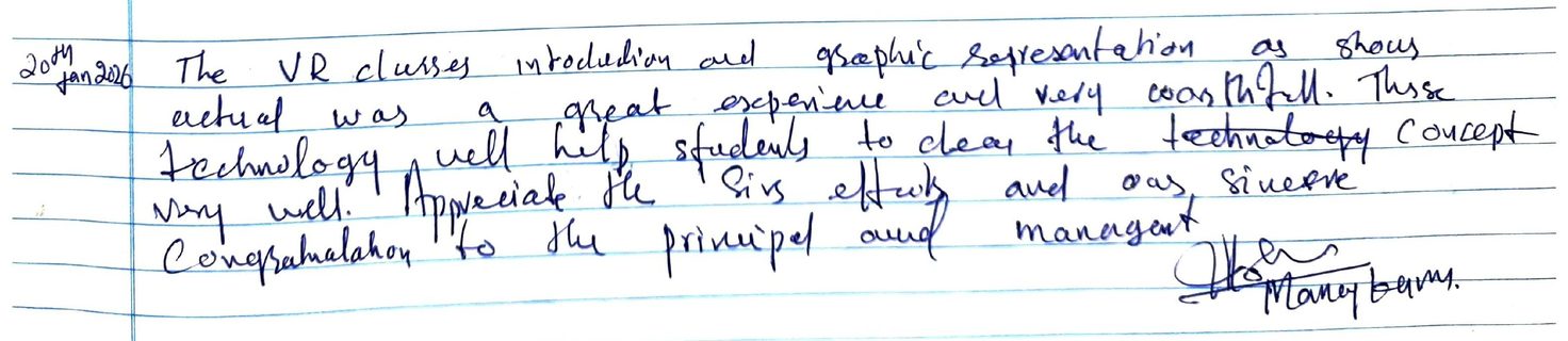 Handwritten VR Lab feedback note