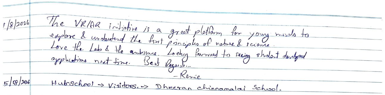 Handwritten VR Lab feedback note